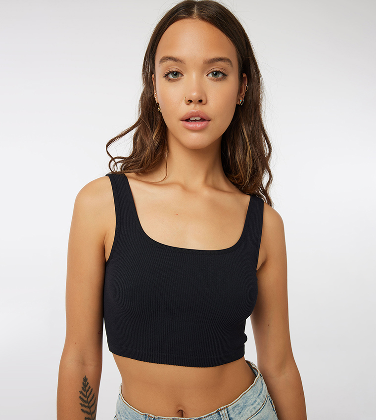 Ribbed Crop Seamless Tank Top