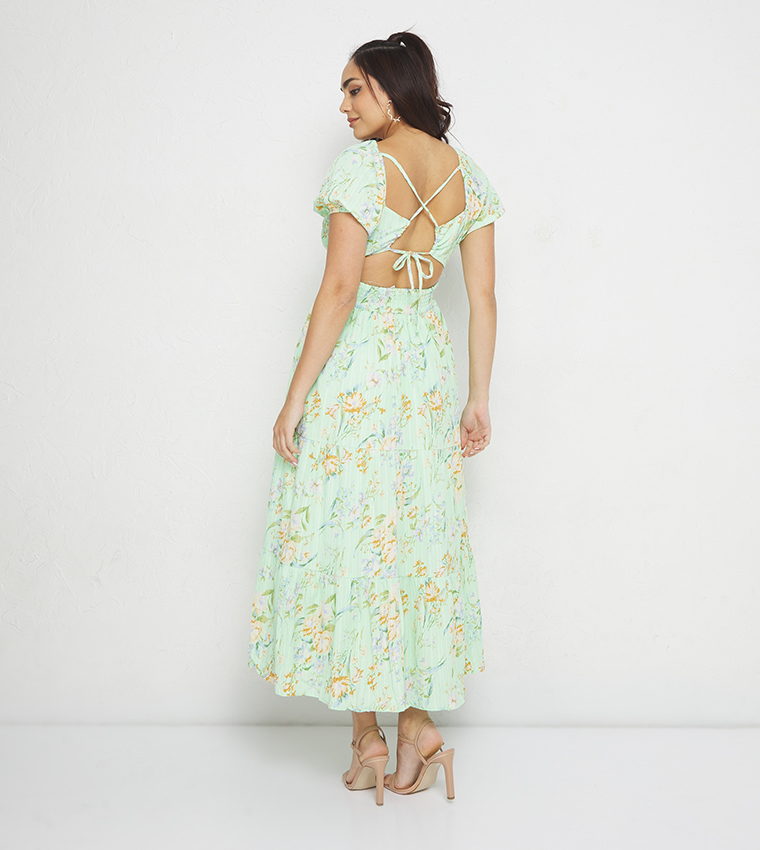 Buy American Eagle Floral Printed Midaxi Dress In Green | 6thstreet UAE Buy American Eagle Floral Printed Midaxi Dress In Green | 6thstreet UAE