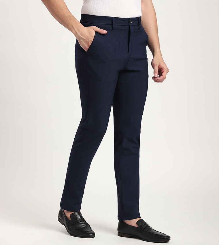 Textured Straight Fit Trousers