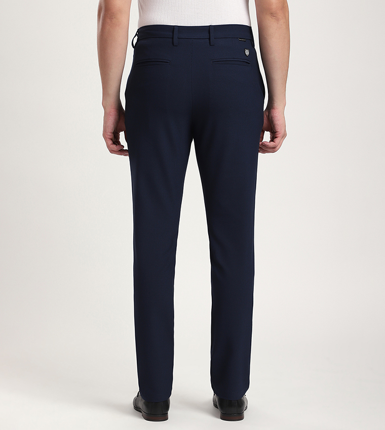 Textured Straight Fit Trousers