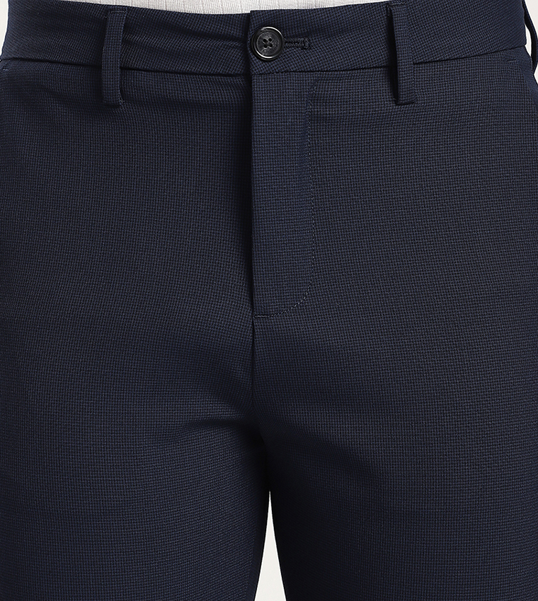 Textured Straight Fit Trousers