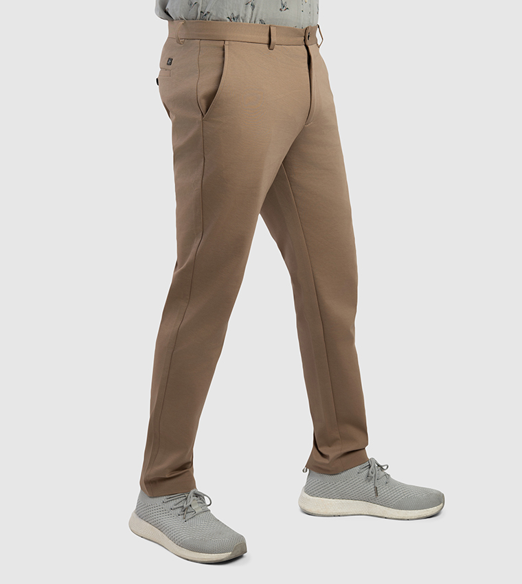 Solid Mid Rise Slim Fit Chino Pants
