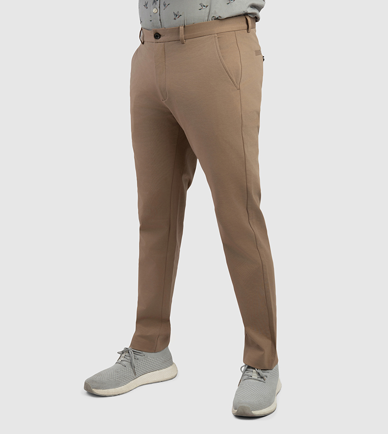 Solid Mid Rise Slim Fit Chino Pants