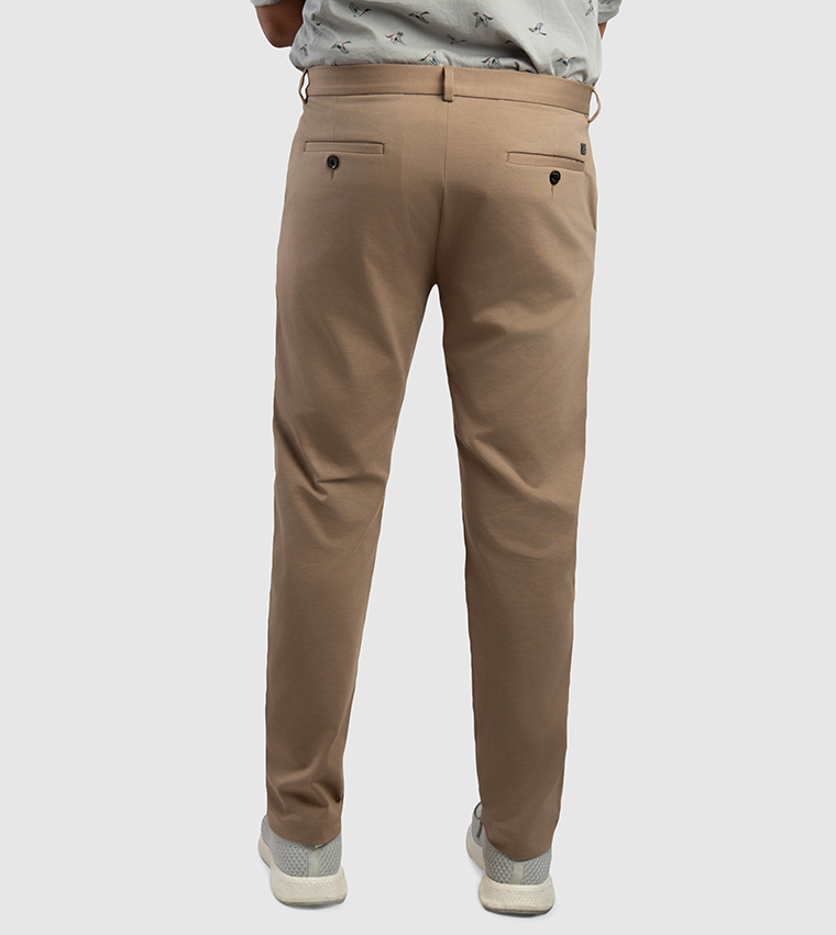 Solid Mid Rise Slim Fit Chino Pants