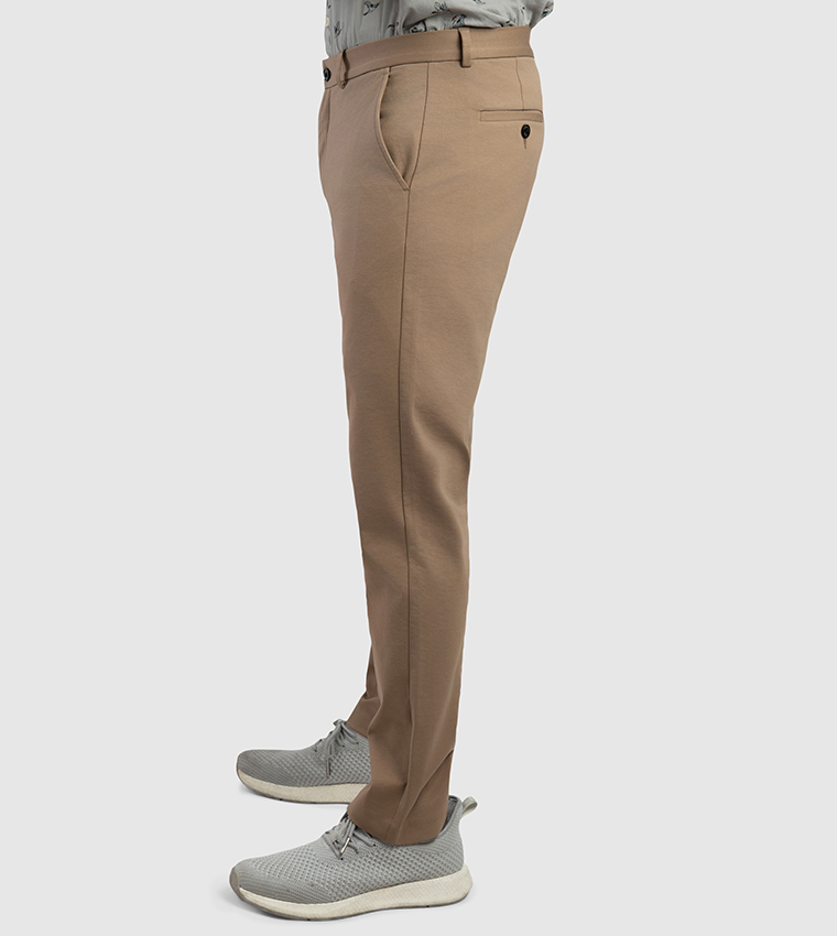Solid Mid Rise Slim Fit Chino Pants