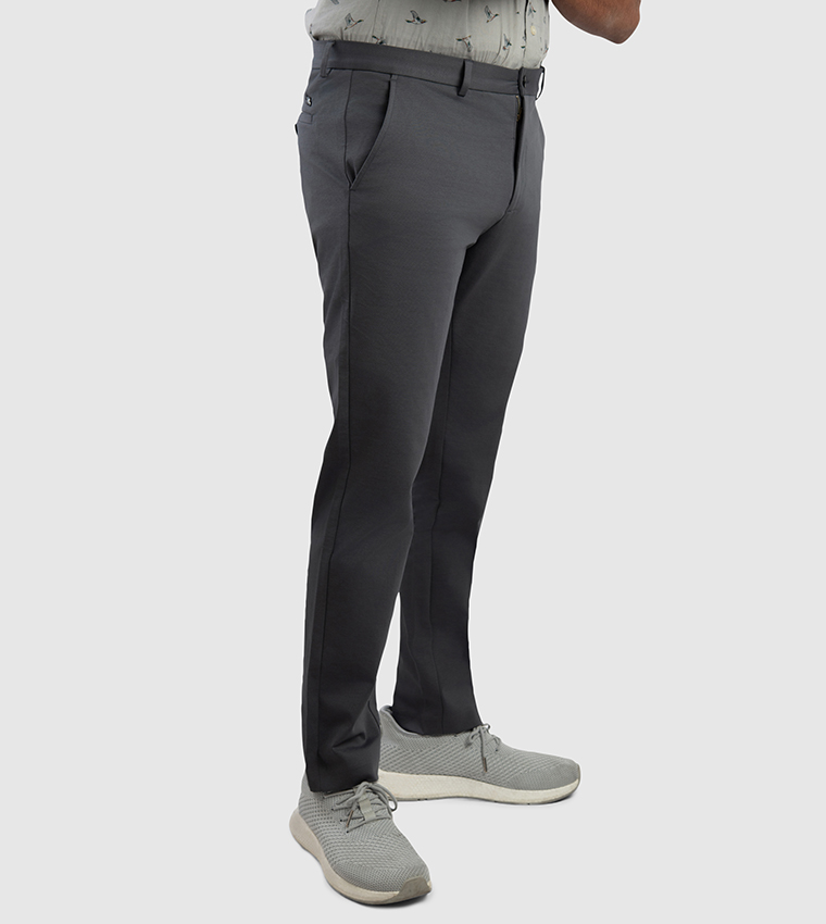 Solid Mid Rise Slim Fit Chino Pants