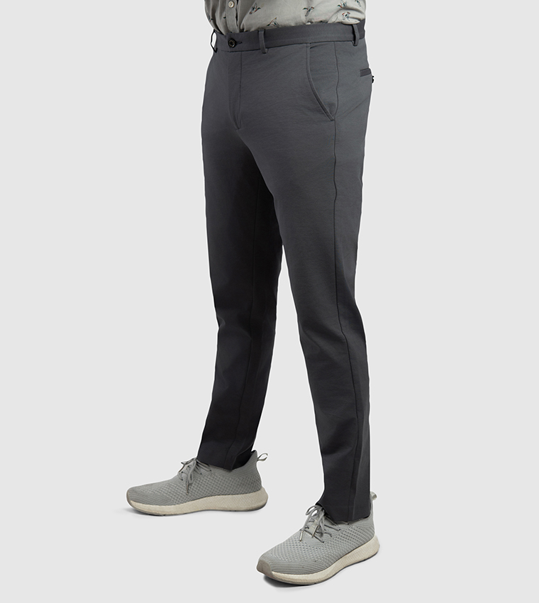 Solid Mid Rise Slim Fit Chino Pants