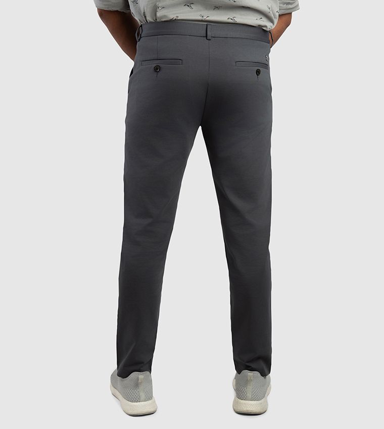 Solid Mid Rise Slim Fit Chino Pants