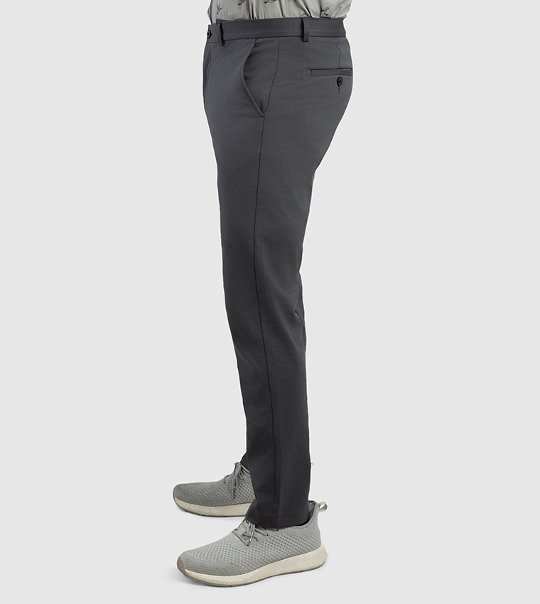 Solid Mid Rise Slim Fit Chino Pants