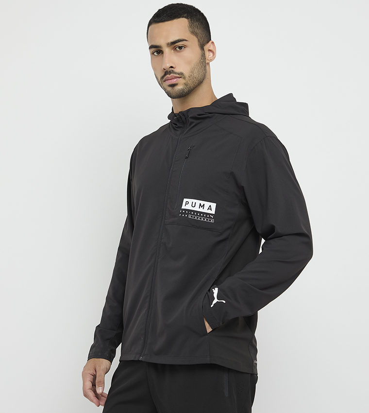 Logo Printed Hooded Windbreaker Jacket