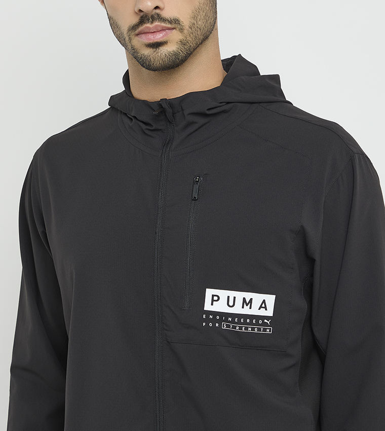 Logo Printed Hooded Windbreaker Jacket