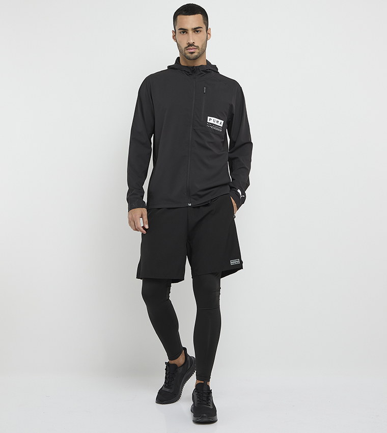 Logo Printed Hooded Windbreaker Jacket