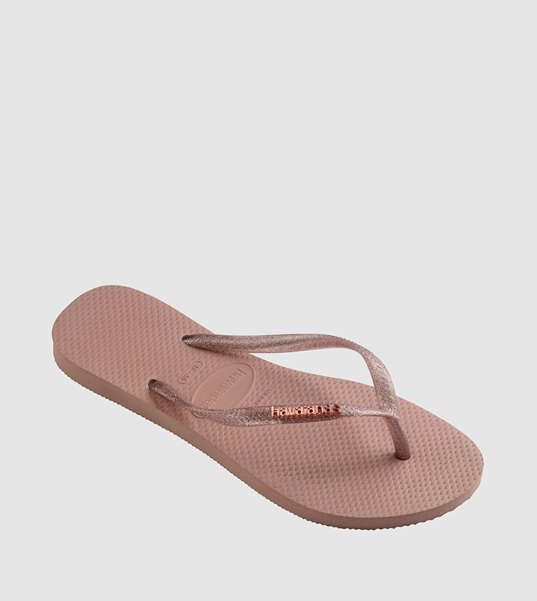 Slim Logo Metallic Flip Flops