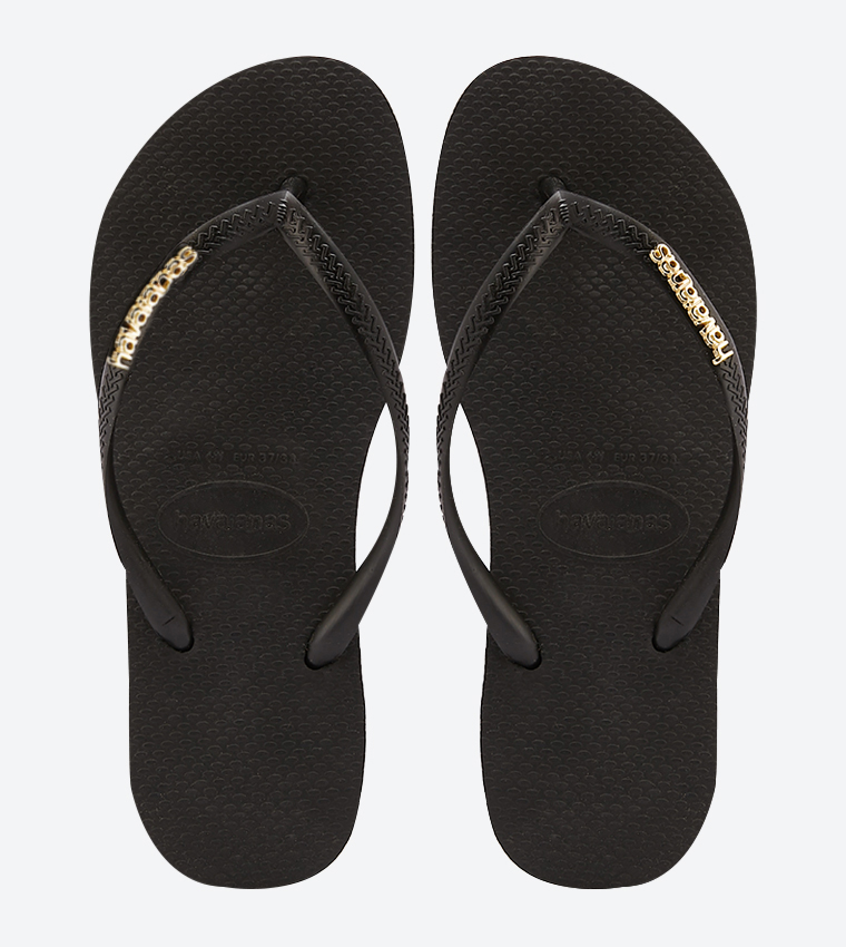 Slim Logo Metallic Detail Flip-Flops