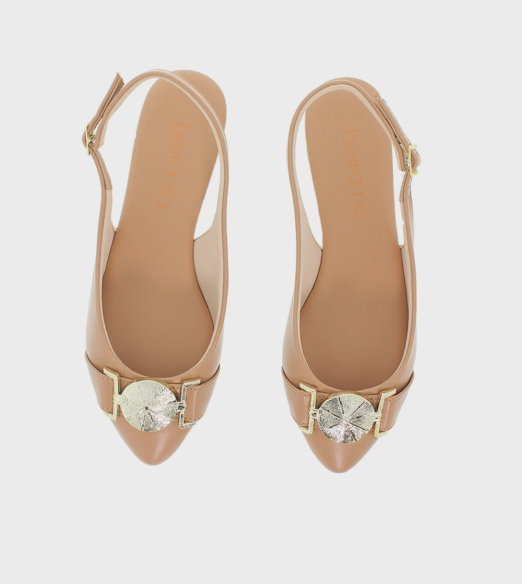 Metal Accent Slingback Flat Shoes
