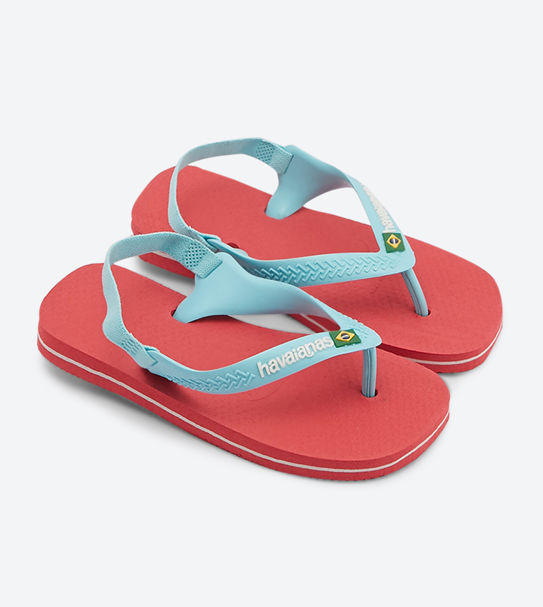 Brazil Logo with Greek Key Pattern Strap Flip Flops