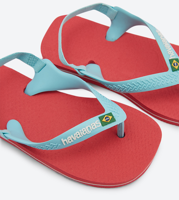 Brazil Logo with Greek Key Pattern Strap Flip Flops