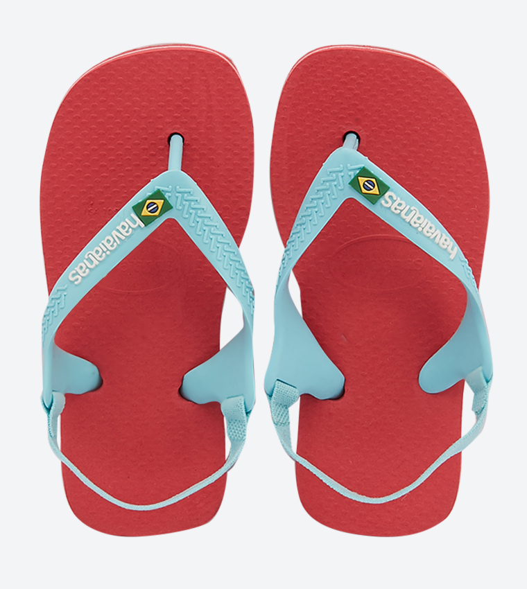 Brazil Logo with Greek Key Pattern Strap Flip Flops