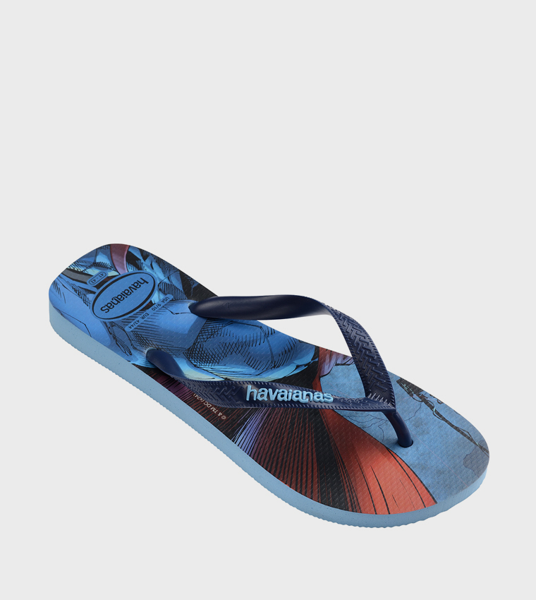 Super-Man Print Thong-Strap Flip-Flops