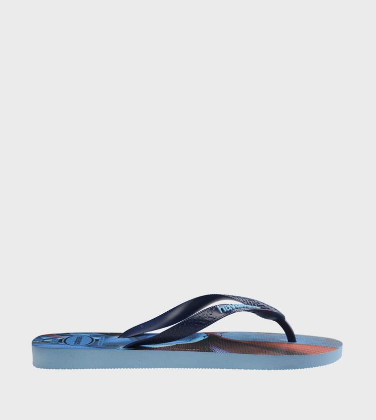 Super-Man Print Thong-Strap Flip-Flops