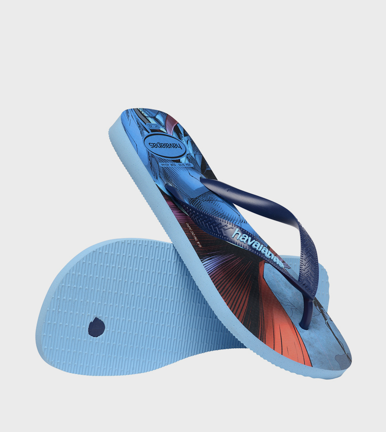 Super-Man Print Thong-Strap Flip-Flops