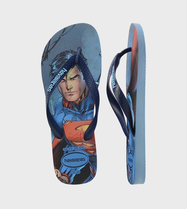 Super-Man Print Thong-Strap Flip-Flops