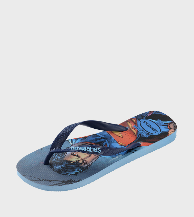 Super-Man Print Thong-Strap Flip-Flops