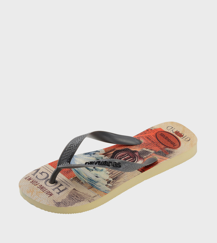 Textured Thong-Strap Flip-Flops