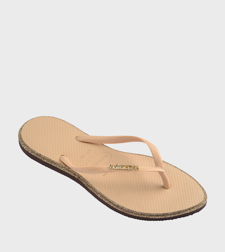 Slim Pointed Toe Glitter Flip-Flops