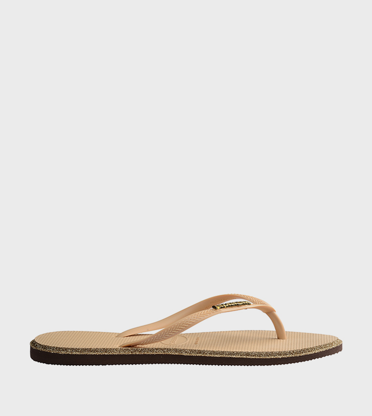 Slim Pointed Toe Glitter Flip-Flops