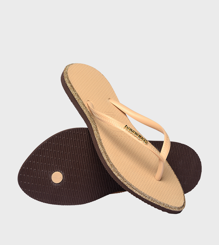 Slim Pointed Toe Glitter Flip-Flops