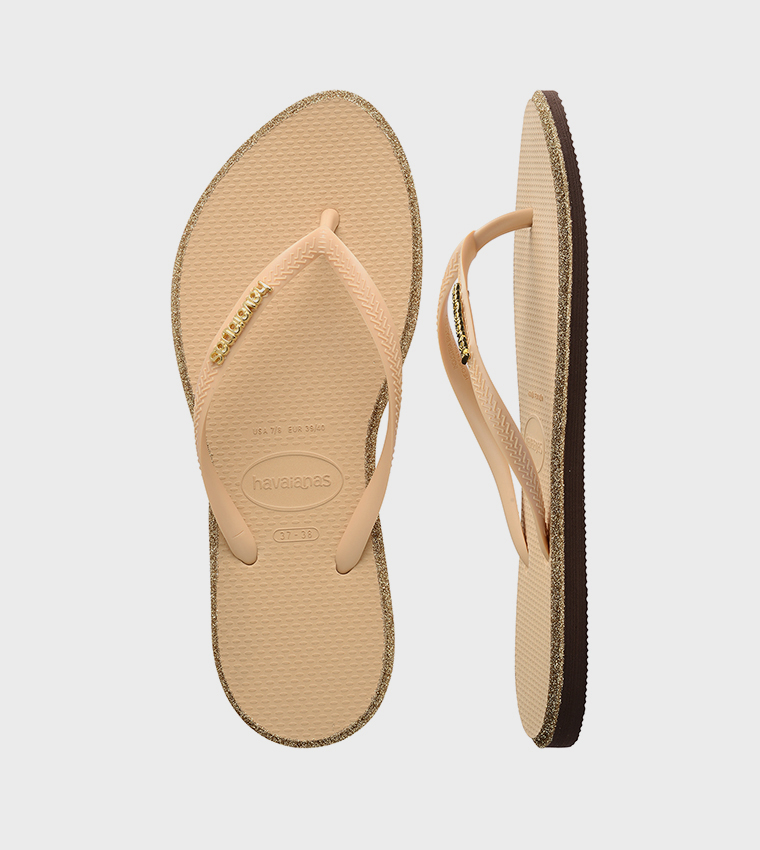 Slim Pointed Toe Glitter Flip-Flops