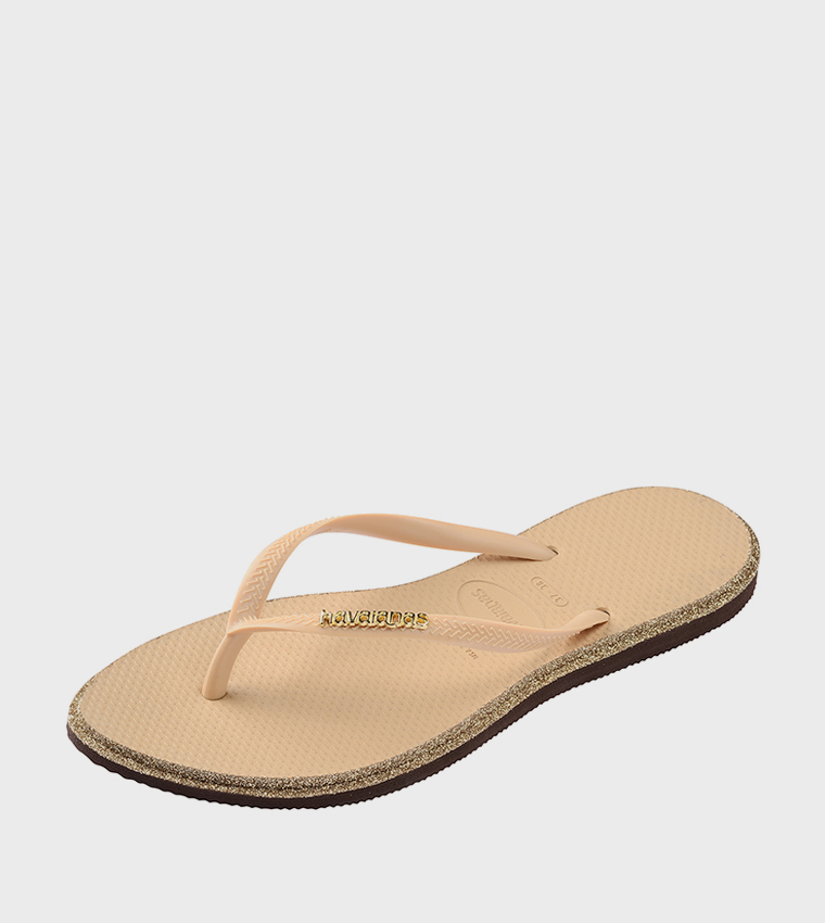 Slim Pointed Toe Glitter Flip-Flops