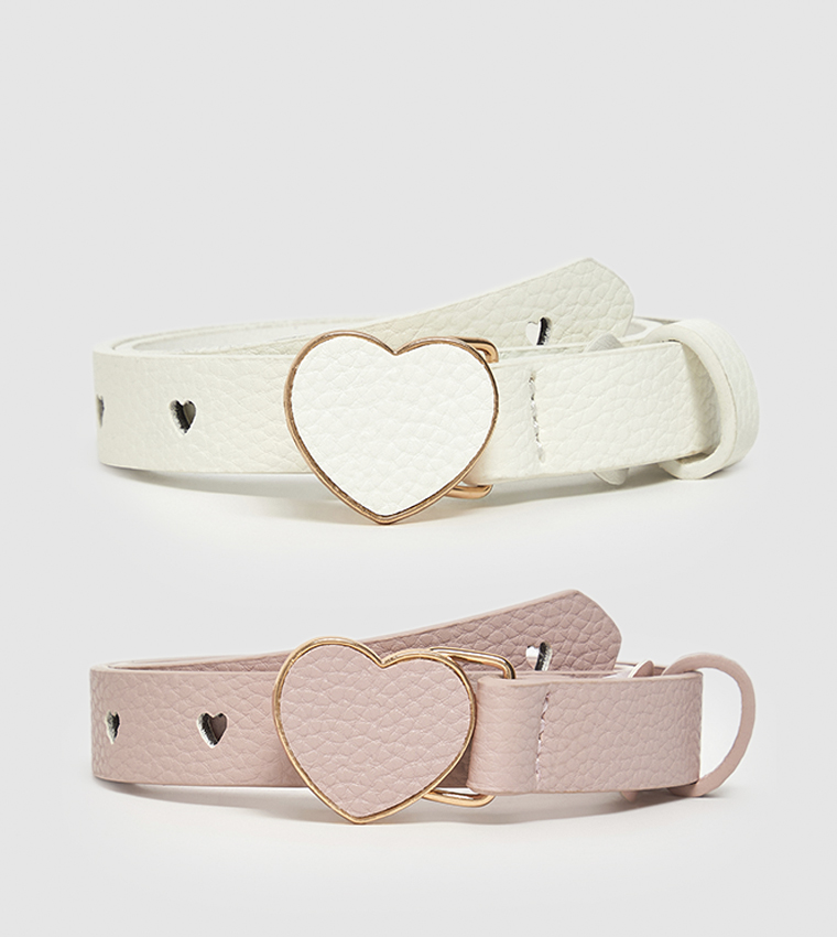 2 Pack Heart Buckle Belts