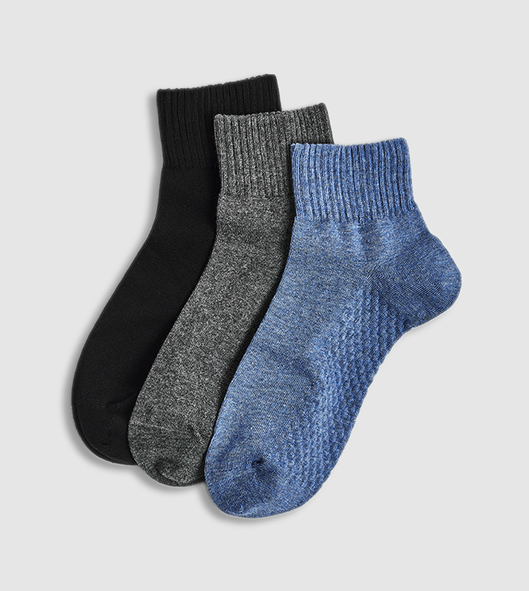 3 Pack Solid Ankle Socks