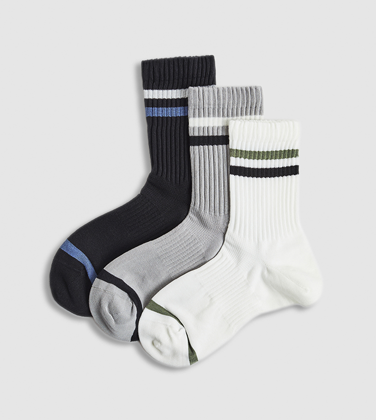 3 Pack Striped Crew Socks