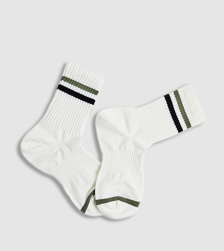 3 Pack Striped Crew Socks