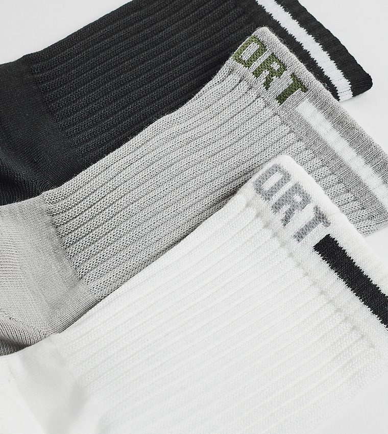 3 Pack Patterned Crew Socks