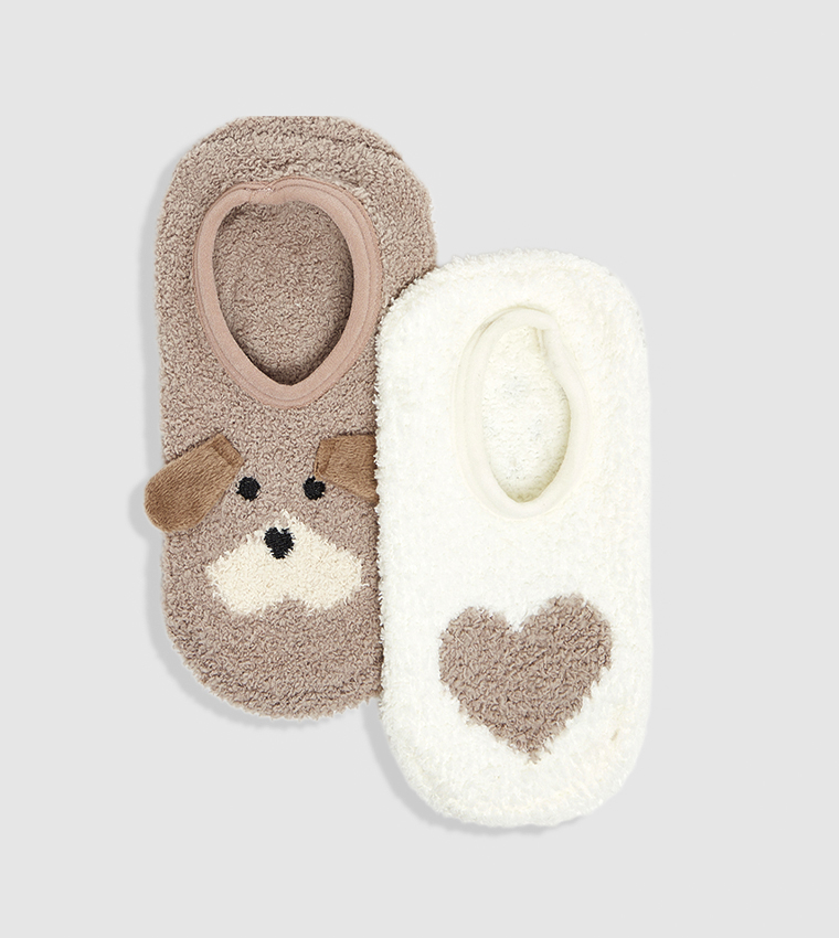 2 Pack Sherpa No-Show Socks