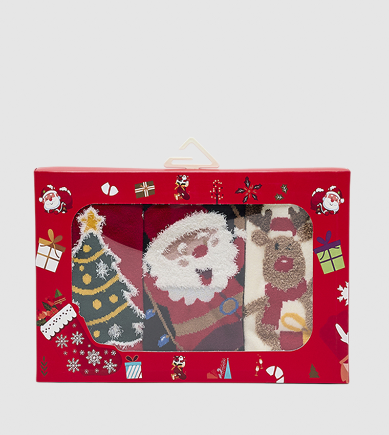 3 Pack Christmas Patterned Crew Socks