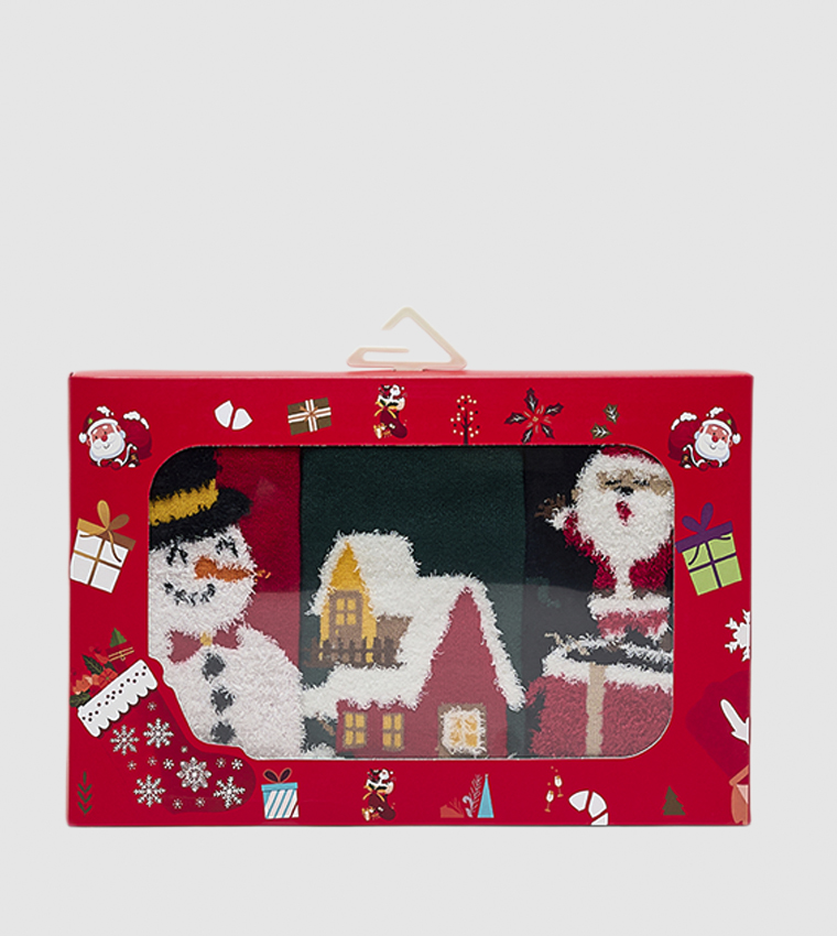 3 Pack Christmas Patterned Crew Socks