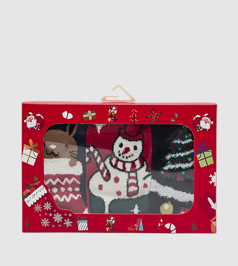 3 Pack Christmas Patterned Crew Socks