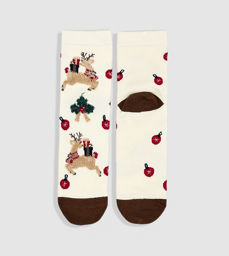 3 Pack Christmas Patterned Crew Socks