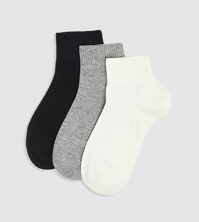 3 Pack Solid Ankle Socks