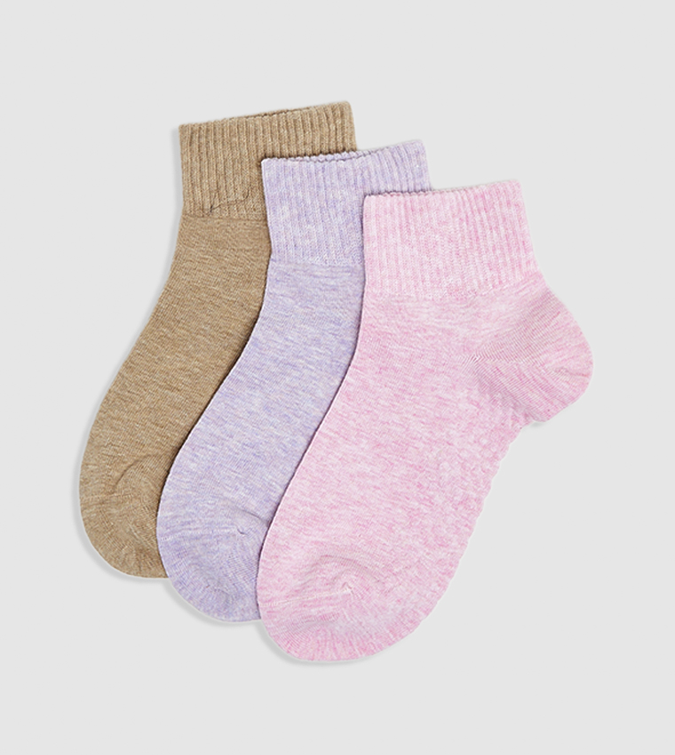 3 Pack Solid Ankle Socks