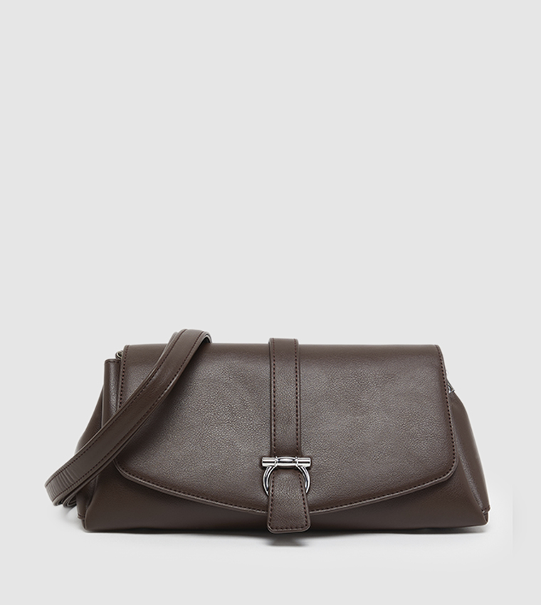 Solid Flap Crossbody Bag
