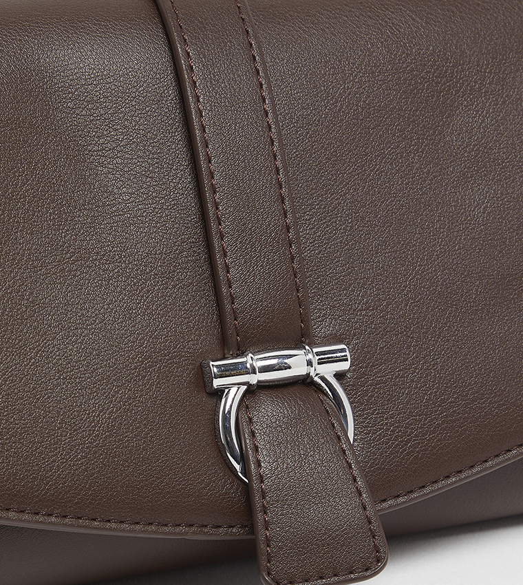 Solid Flap Crossbody Bag