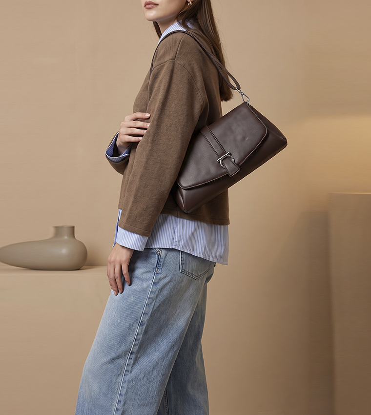 Solid Flap Crossbody Bag