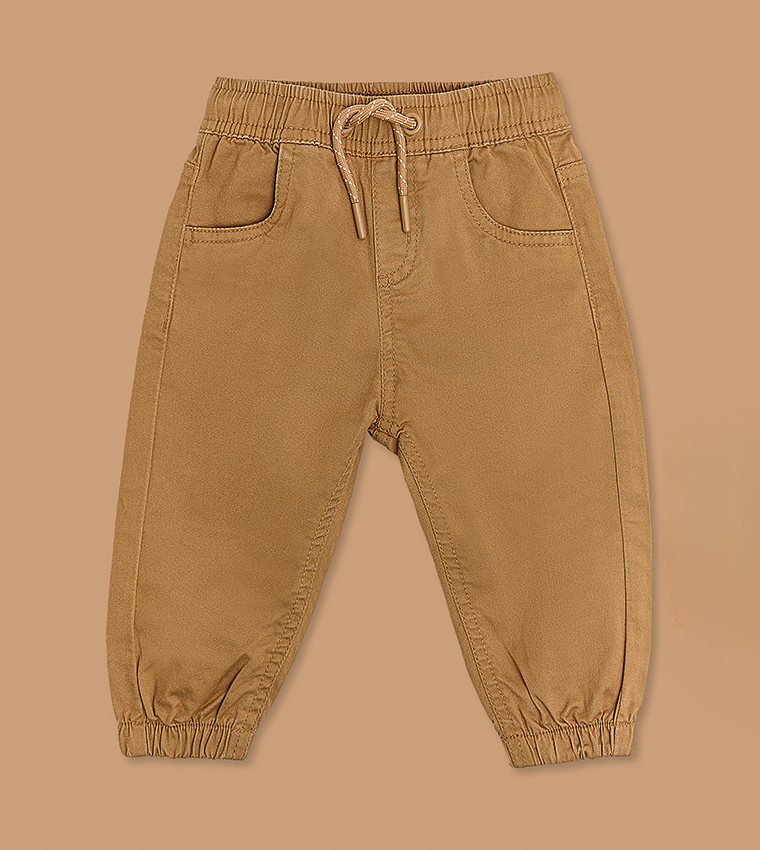 Solid Jogger Pants with Drawstring Waist
