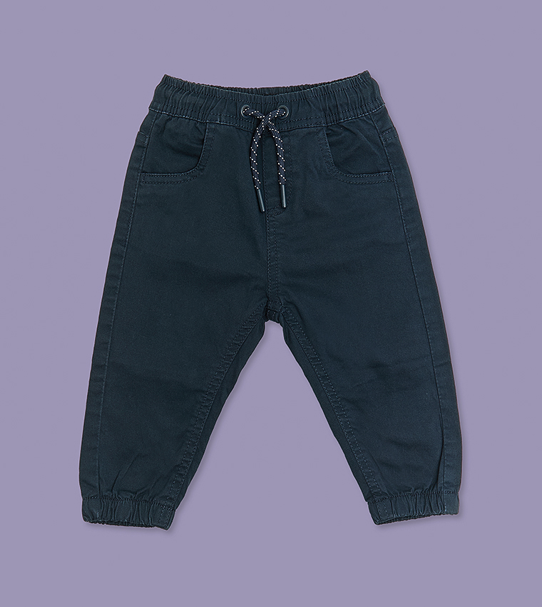 Solid Jogger Pants with Drawstring Waist
